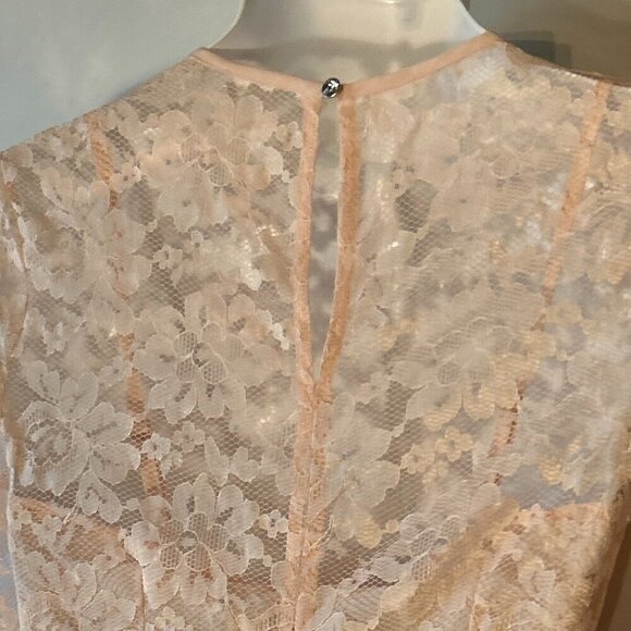 Ladies Little Mistress London NWT SZ 4 Pink & red lace gown vintage wedding prom - Picture 4 of 12